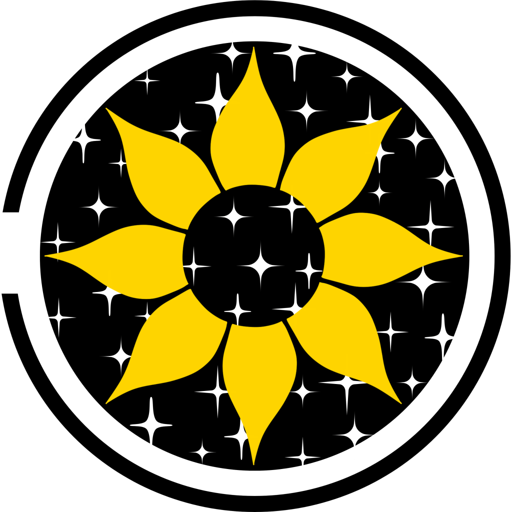 Le logo de l'esprit du débutant yoga est inspiré des concepts d'atman et de brahman. Il s'inspire aussi du zen avec son cercle ensô.